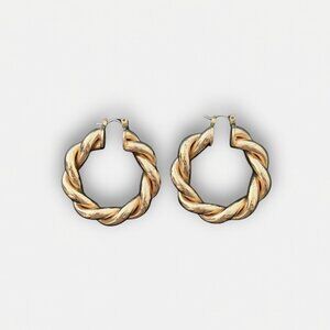14K Gold Plated Twisted Chunky Hoop Earrings